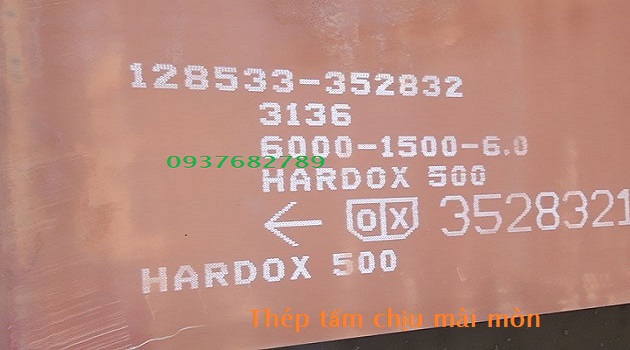 Thép tấm chịu mài mòn hardox 500 dày 6mm (6ly/6li)  Thép tấm chịu mài mòn hardox 500 dày 6mm (6ly/6li)