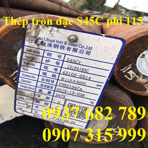 Thép tròn đặc S45C phi 115 Thép tròn đặc S45C phi 115